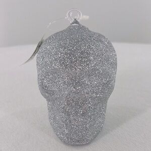 NWT Neiman Marcus Skull with Silver Glitter Ornament